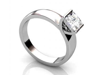 princess cut diamond solitaire rings SWP51 profile view 