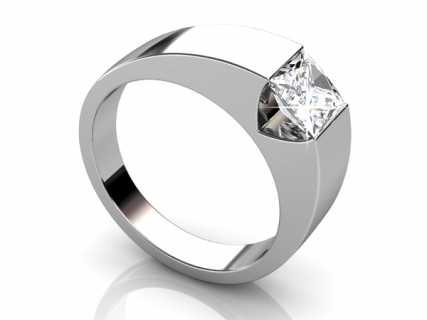 solitaire ring wide band SPP50 profile view